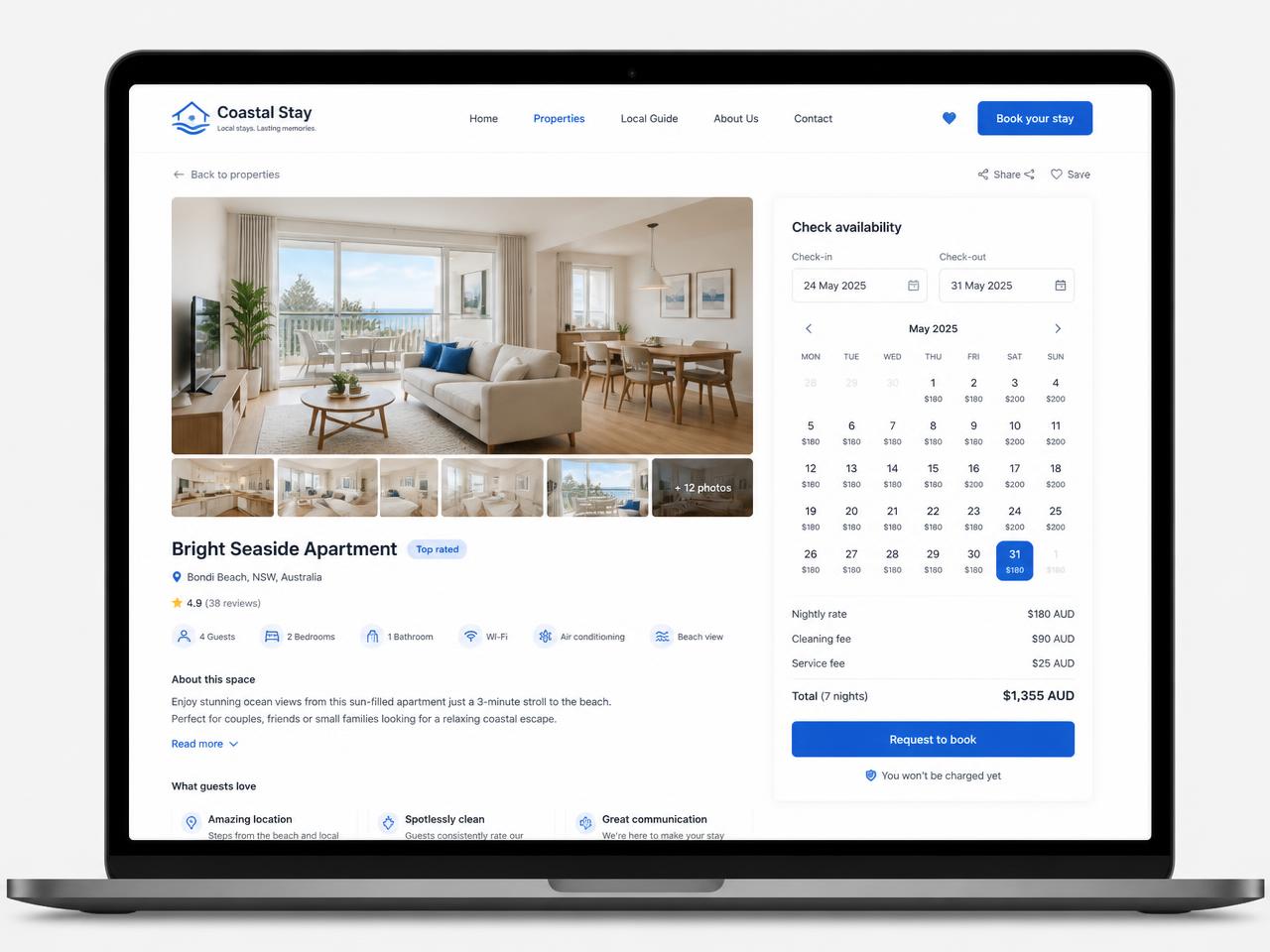 Mockup de website para Alojamento local