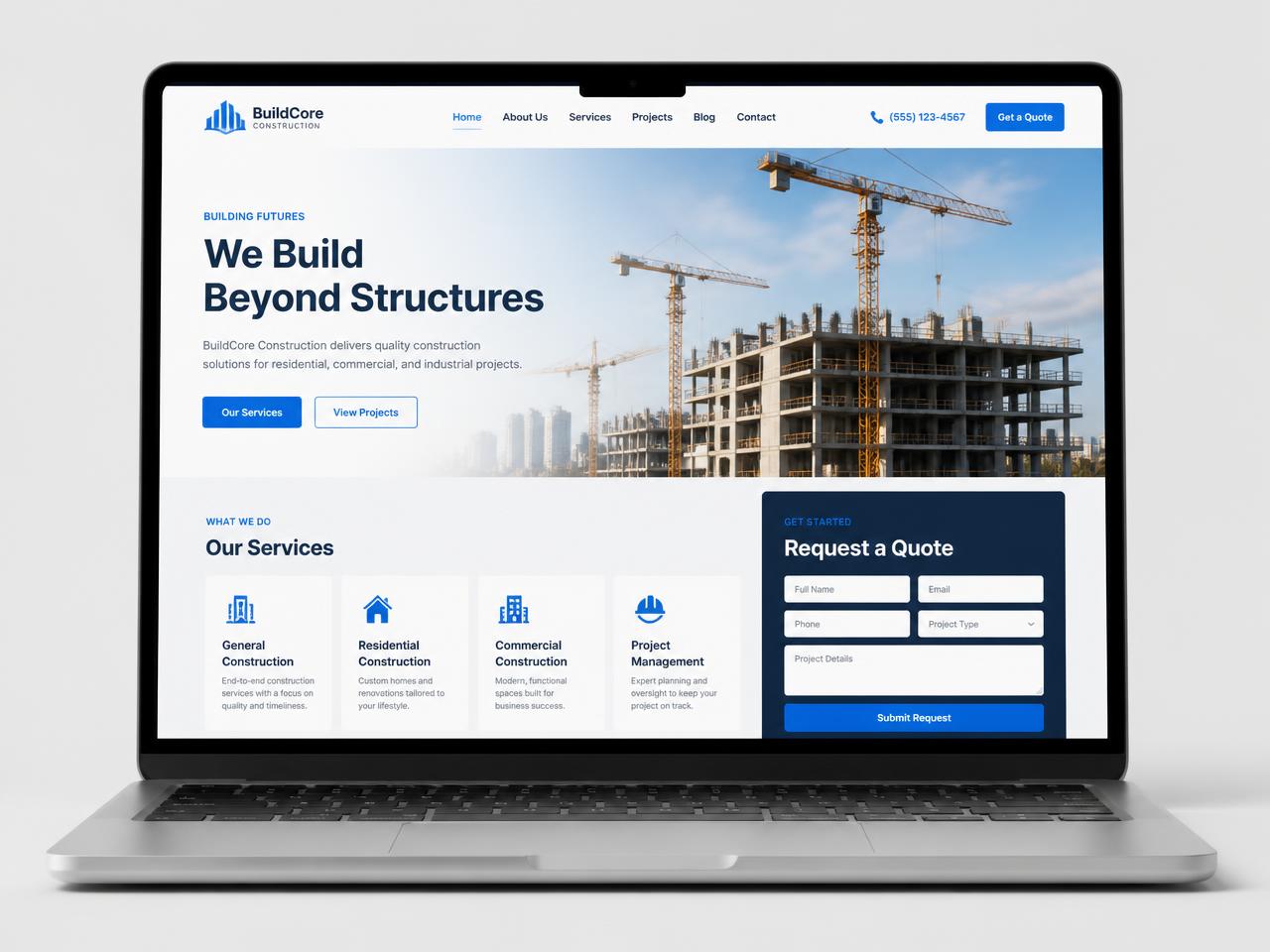 Mockup de website para Empresa de construção